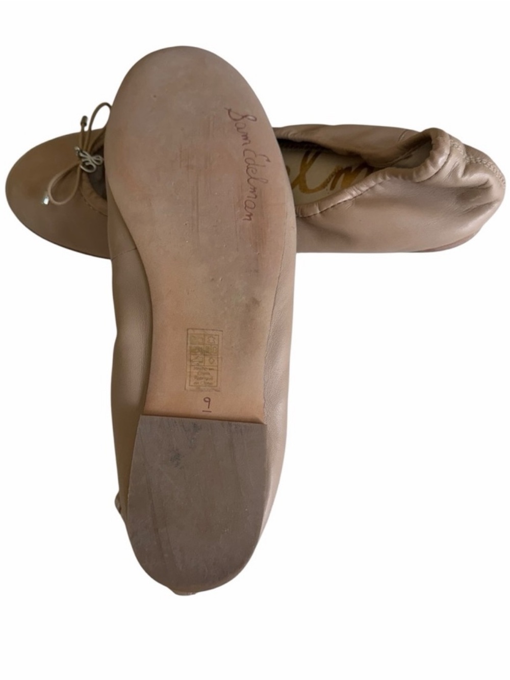 Sam Edelman Felicia classic leather nude beige flat ballet flat shoes size 9 - Picture 5 of 5